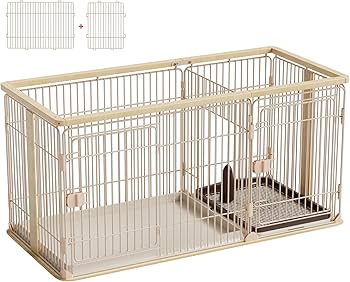 SALE犬用ケージ ペットサークル 幅145 奥行68 高 70cm ベージュ Amazon