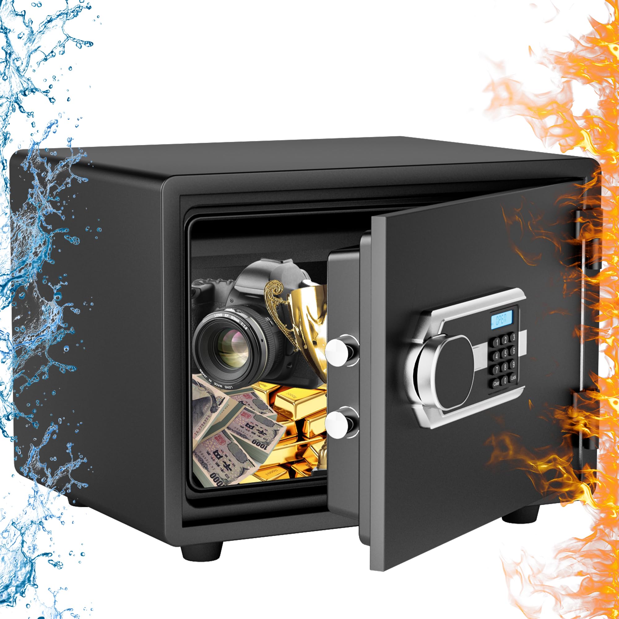 Amazon.co.jp: 耐火金庫 1時間 耐火 耐水 大型 超重量40KG 金庫 家庭用