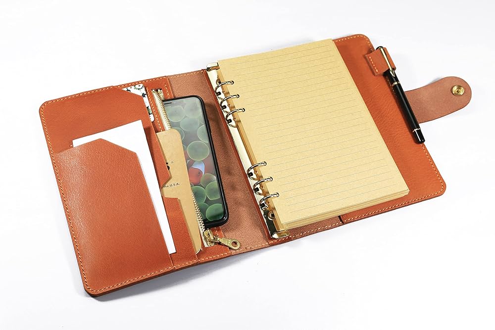 Amazon | ライトブラウン A5サイズシステム手帳 レザーカバーケース 6