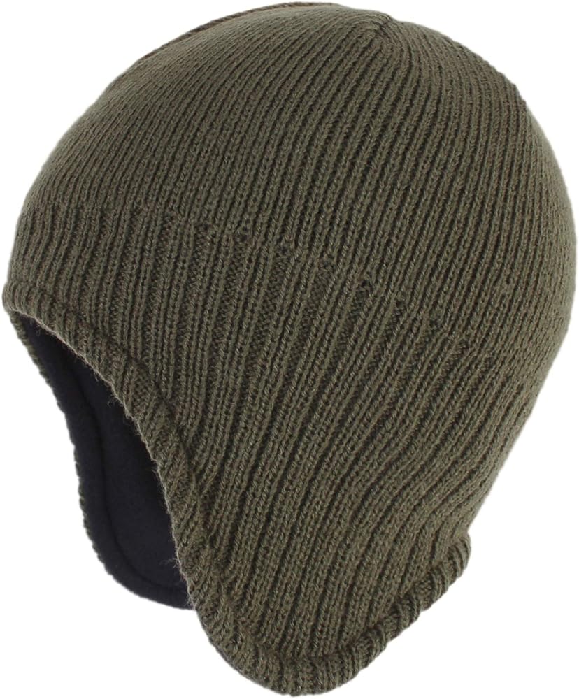 Connectyle Men's Earflap Beanie Hat Fleece Warm Winter Hats Solid