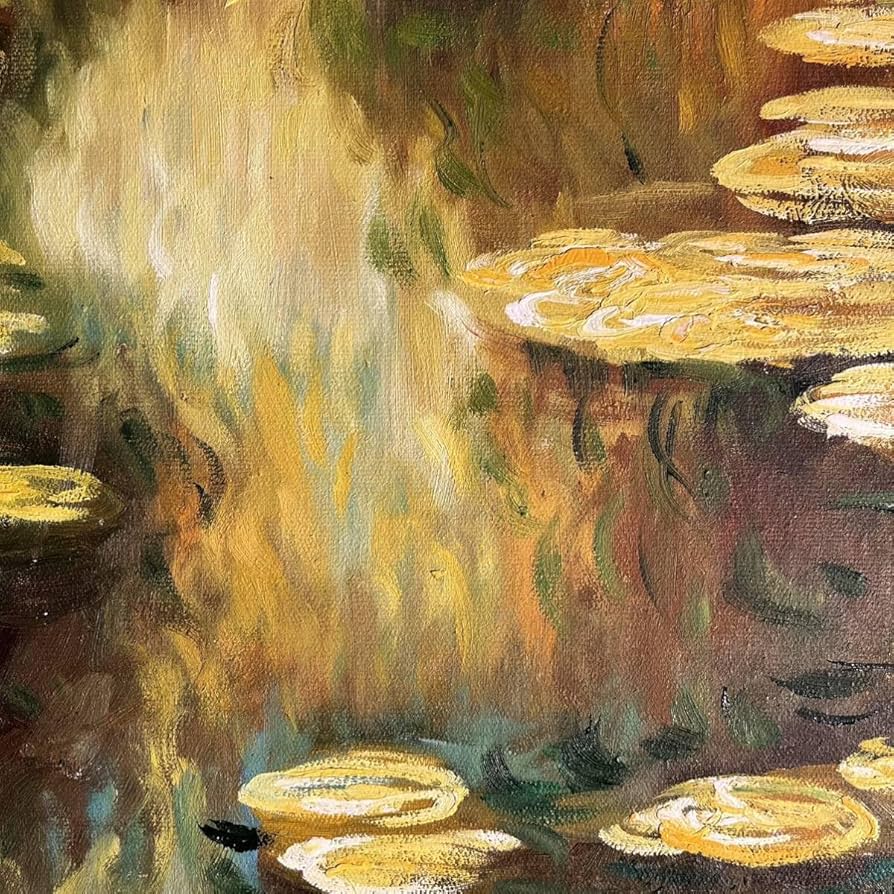 ☆秀作☆ 手書き油絵 クロード・モネ 睡蓮の池 絵画 額付き インテリア