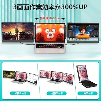 Amazon.co.jp: 14インチ デュアルディスプレイ【3画面作業 簡単に接続