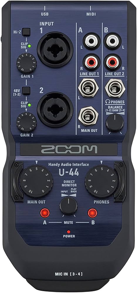 Amazon.co.jp: Zoom オーディオインターフェイス ブルー (U-44) : 楽器