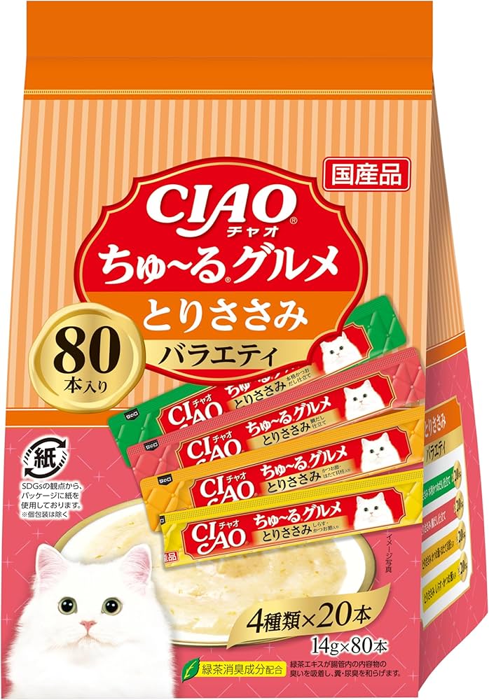 Amazon.co.jp: チャオ (CIAO) ちゅ~る とりささみグルメバラエティ 80
