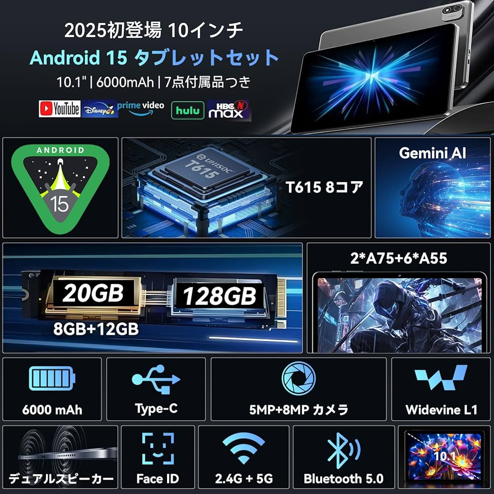 ALPHAWOLF T615 10.1インチタブレット 20GB+128GB Amazon.co.jp