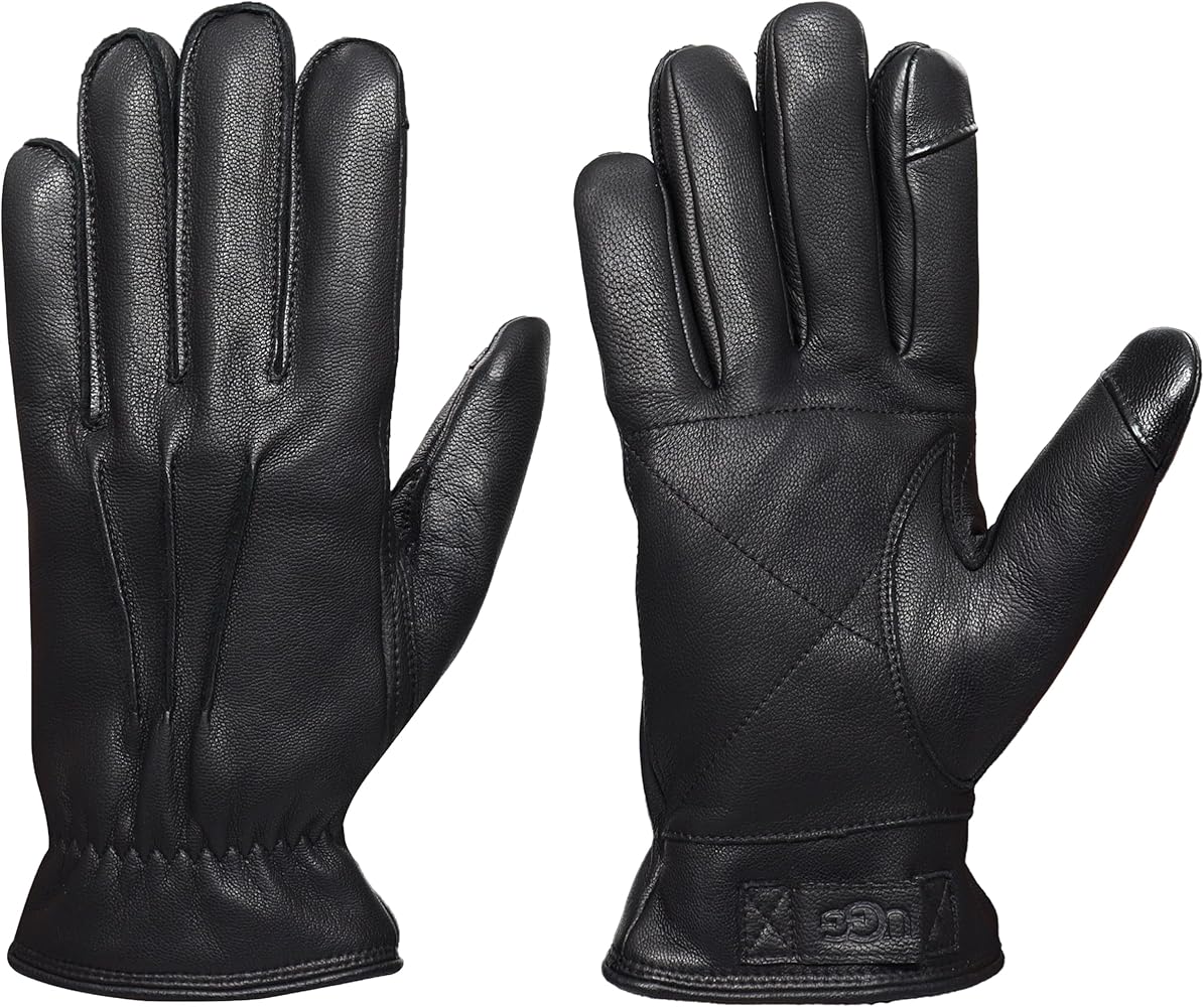 UGG Men's 3 Point Genuine Leather Gloves with Microfur Lining and