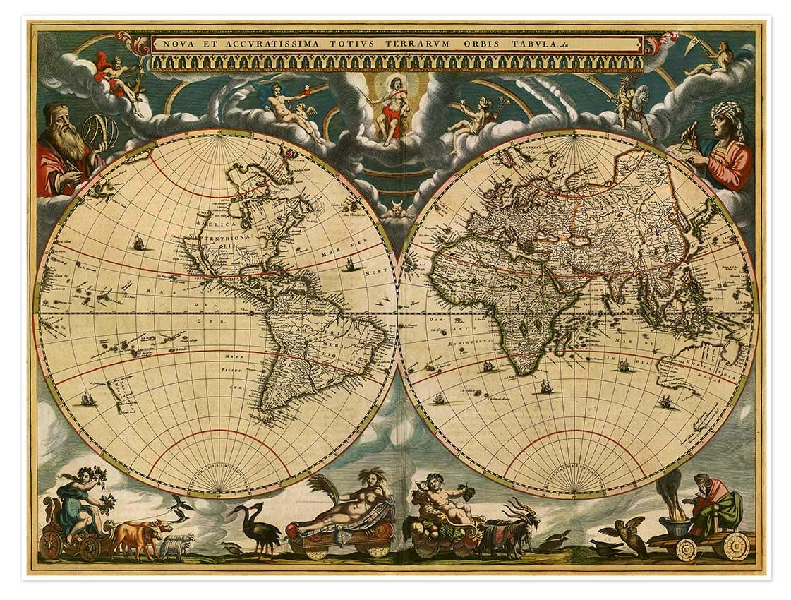 アンティーク 世界地図 Blaeu Wall Map