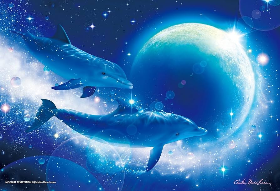 完成版】デイビッド ミラー 絵画 イルカ 海 パズル 1000ピース デビッド