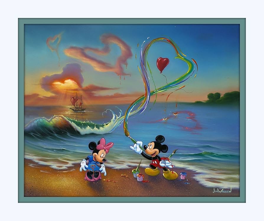 マセイ ミッキーマウスとミニーマウスの風景画（Beach Romance