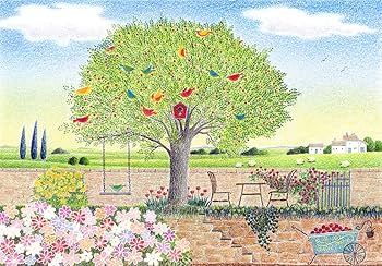 Amazon | 渡辺美香子 しあわせ届けて 絵画 花 鳥 羊 風景画 ジークレー