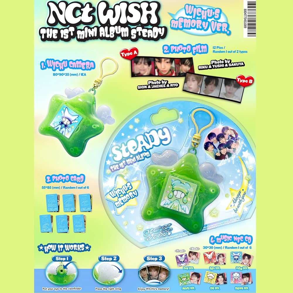 NCT WISH - 1st Mini Album [Steady] (Keyring Ver.) Wichu Camera +