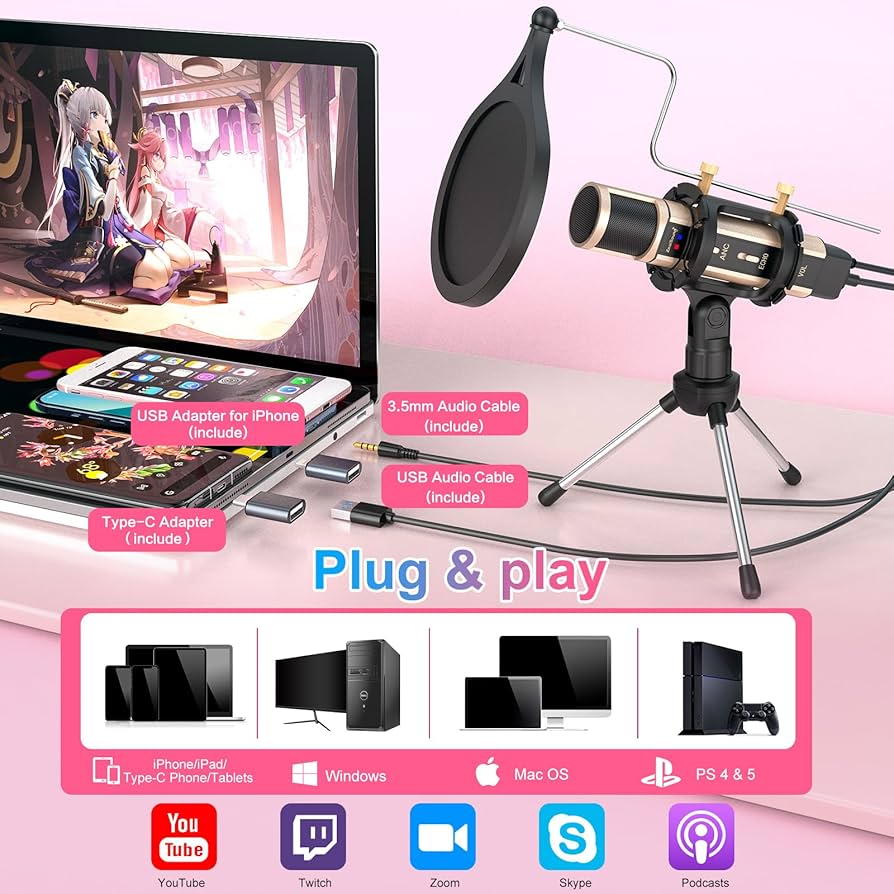 Amazon.com: ZealSound Studio Recording Microphone, Condenser