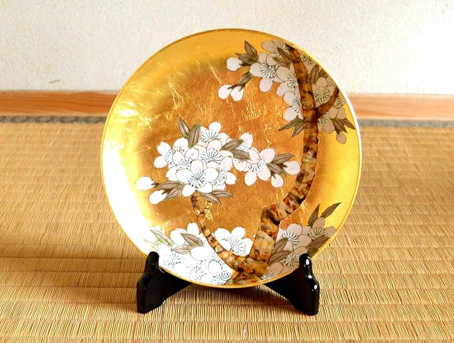 有田焼 琥山窯 飾り皿 直径39cm 菊絵金箔押 大皿 有田焼 琥山窯 飾り皿