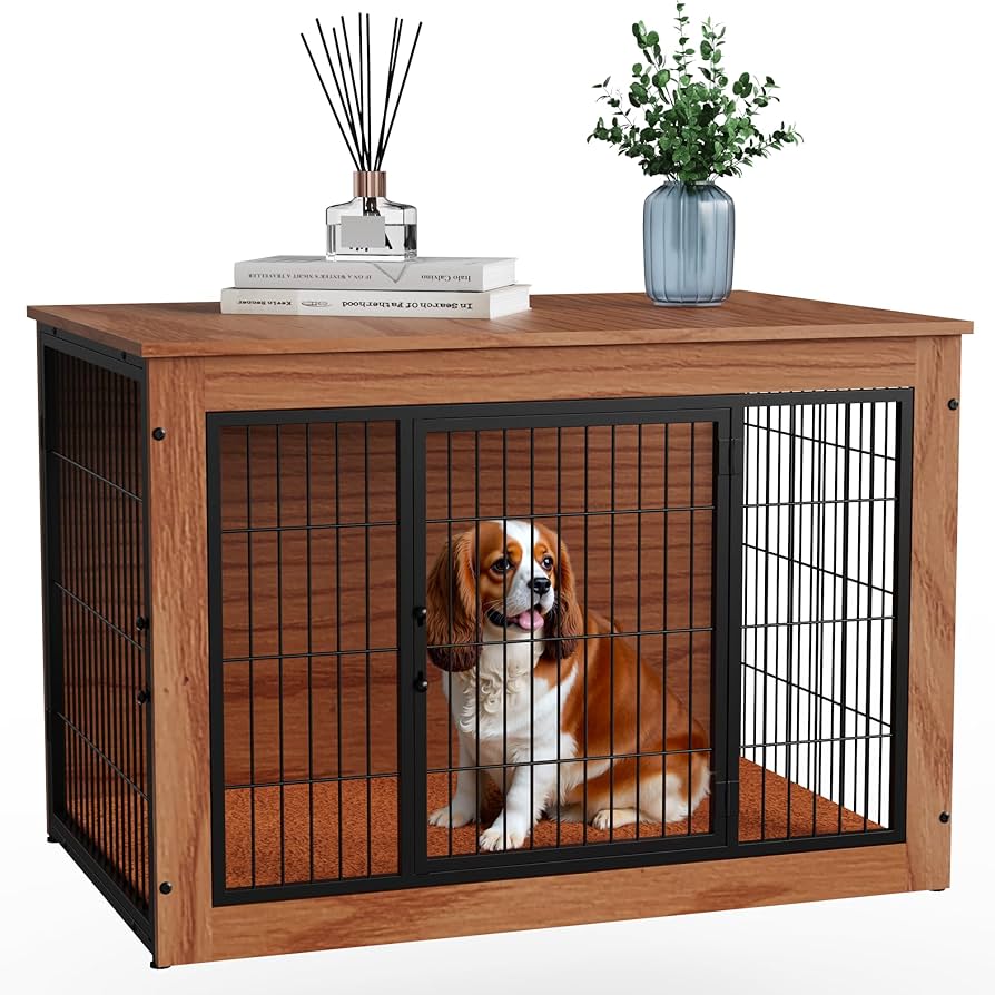 Amazon.co.jp: Alebert 犬 ケージ ペットケージ 木製家具調 犬サークル