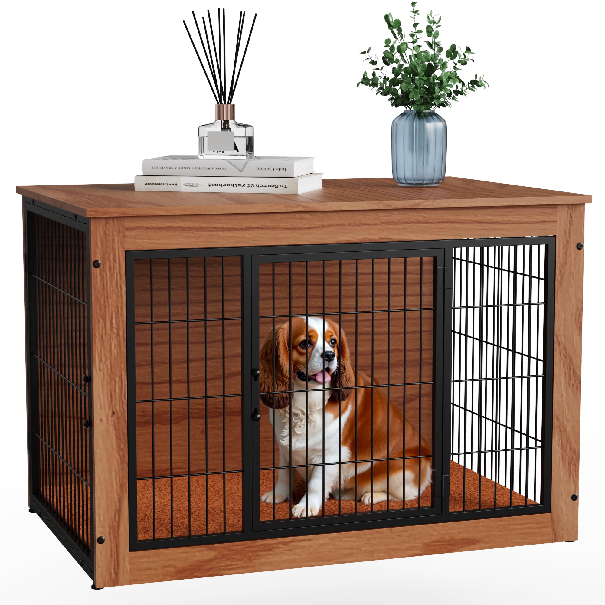 Amazon.co.jp: Alebert 犬 ケージ ペットケージ 木製家具調 犬サークル