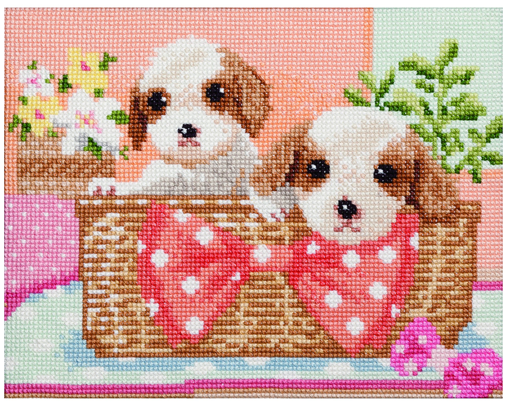 アメリカHAED社 クロスステッチ刺繍25カウント完成品 キャバリアパピー