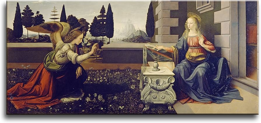 Amazon.com: Niwo ART - The Annunciation, by Leonardo DaVinci, Oil