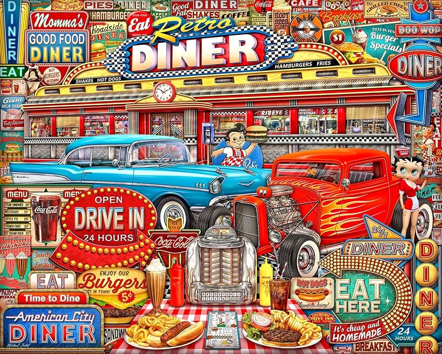 Amazon | Springbok's 1000ピース ジグソーパズル レトロダイナー 米国