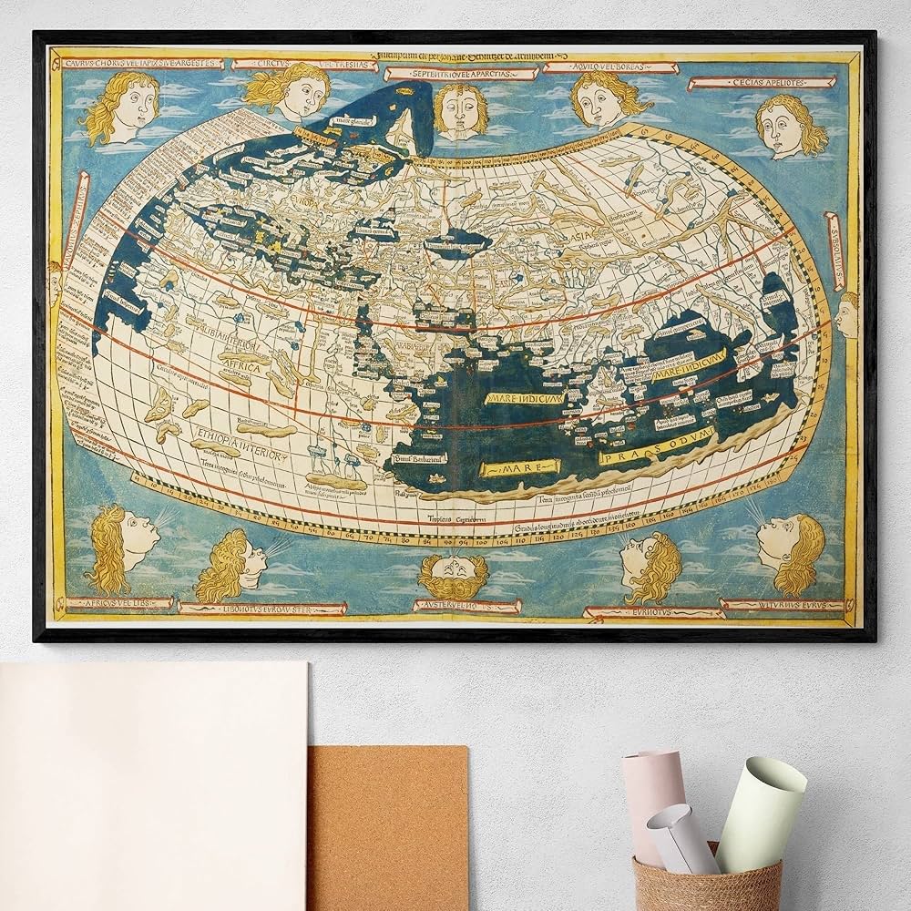 お値下げ 額装品 古地図 1571年 木版画 S.ミュンスター「イタリア全図