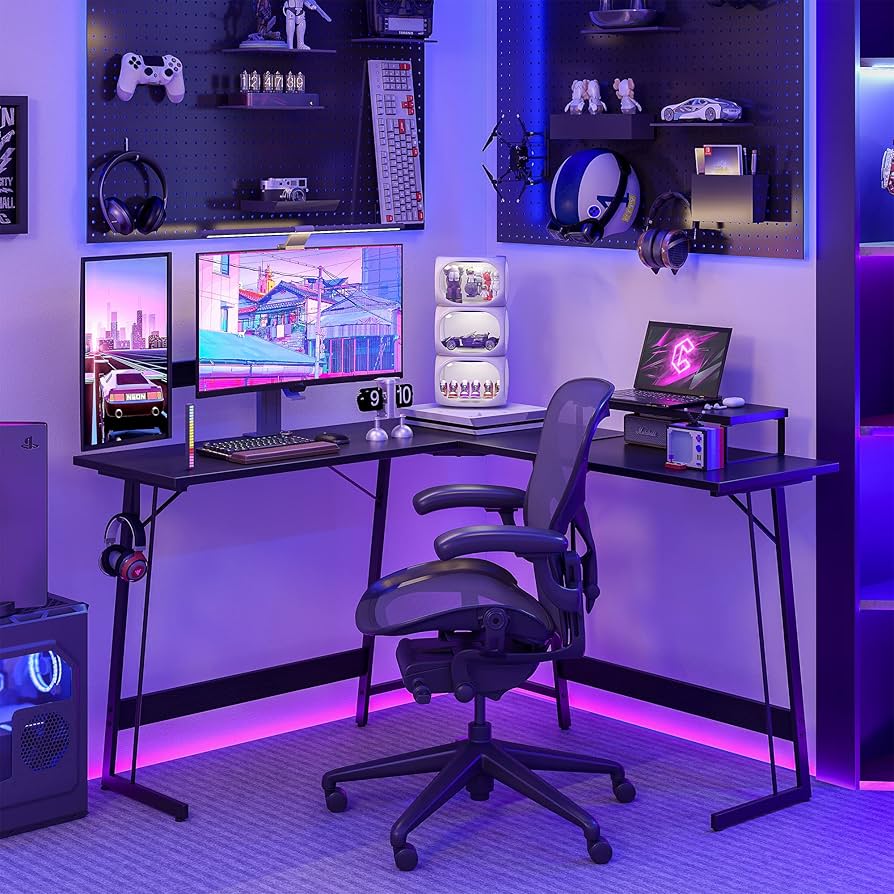 Amazon | Cubiker L字デスク 幅120cm*120cm ゲーミングデスク モニター