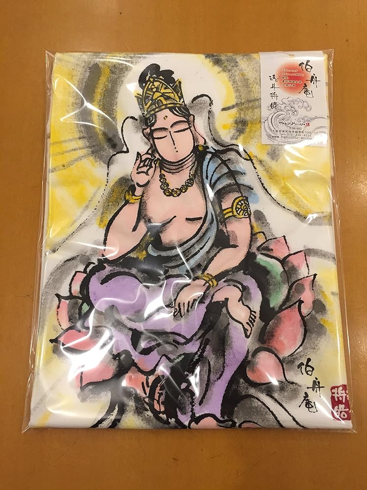 Amazon | [伯舟庵] 弥勒菩薩 Tシャツ 彩色 半袖 和柄 仏画 日本画