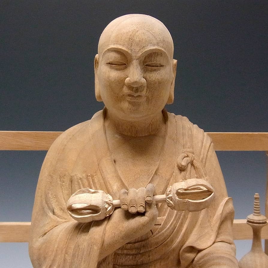 弘法大師坐像【極小】#396 厨子入り 空海 お大師さま 木彫 仏像 弘法