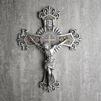 Amazon.co.jp: BCカトリック聖ベネディクト十字架壁十字架、エレガント