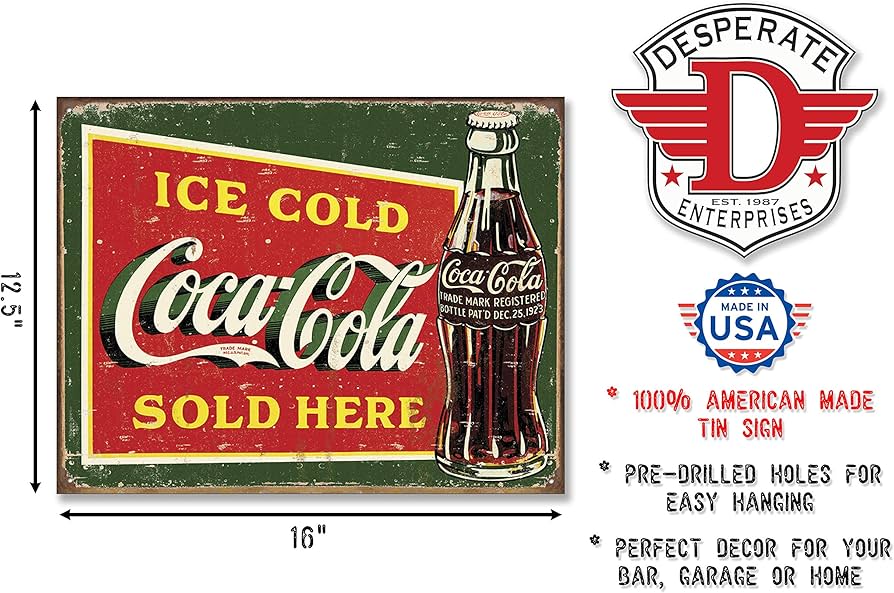 Amazon.co.jp: ブリキ看板 コカ・コーラ アンティーク風 : 文房具