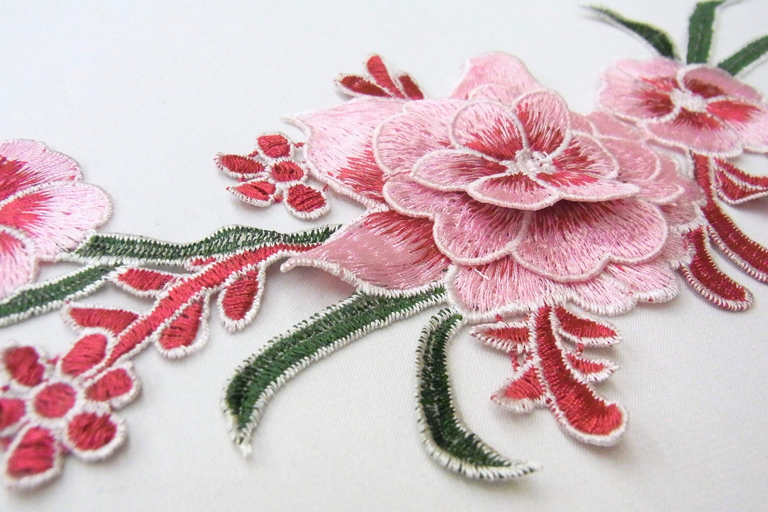 Amazon | 刺繍モチーフ モチーフレース (MT-p008-2) ピンク花・立体