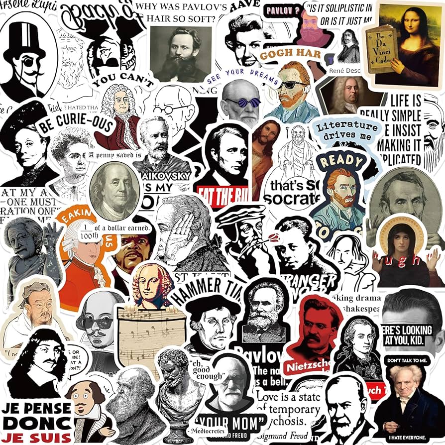 Amazon.co.jp: 歴史上の人物シール50枚、学校の学生のためのビニール