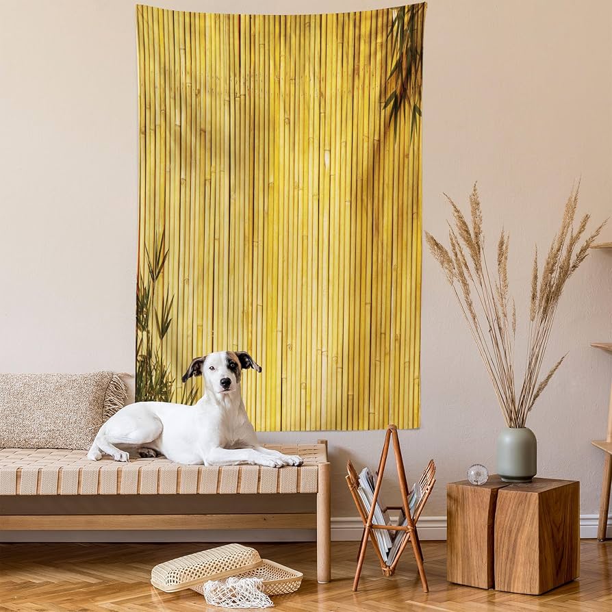 Amazon.co.jp: 竹インテリアタペストリー壁吊りby Ambesonne、トール竹