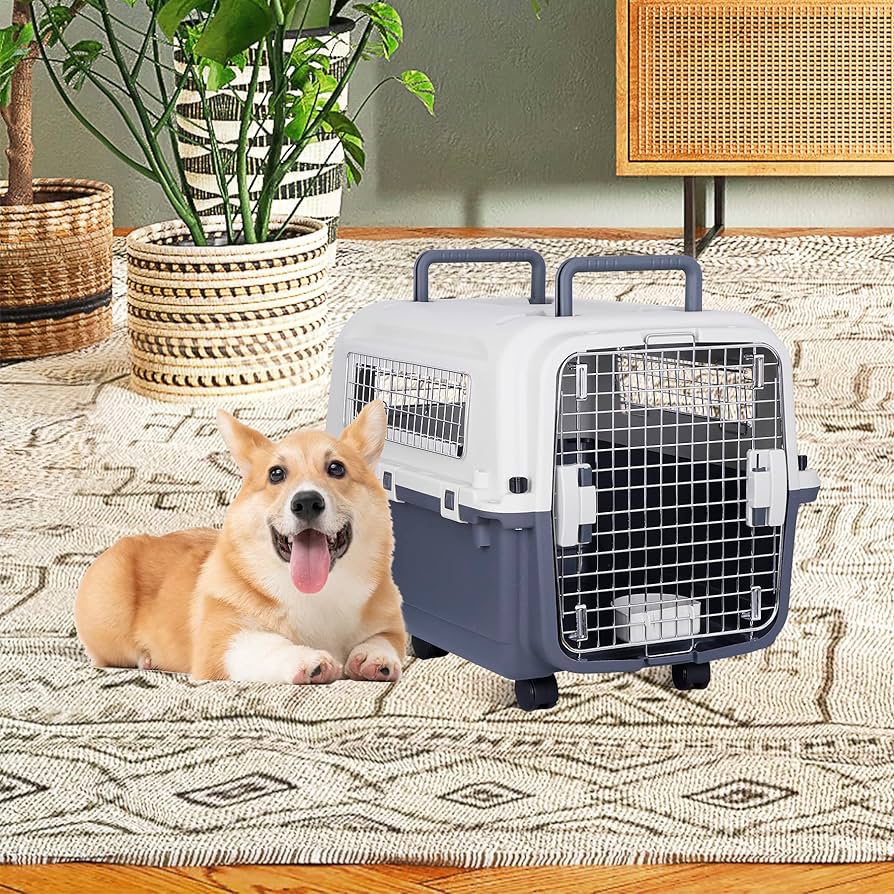 Amazon | JungleA ペットキャリー 犬 クレート キャスター付き 犬