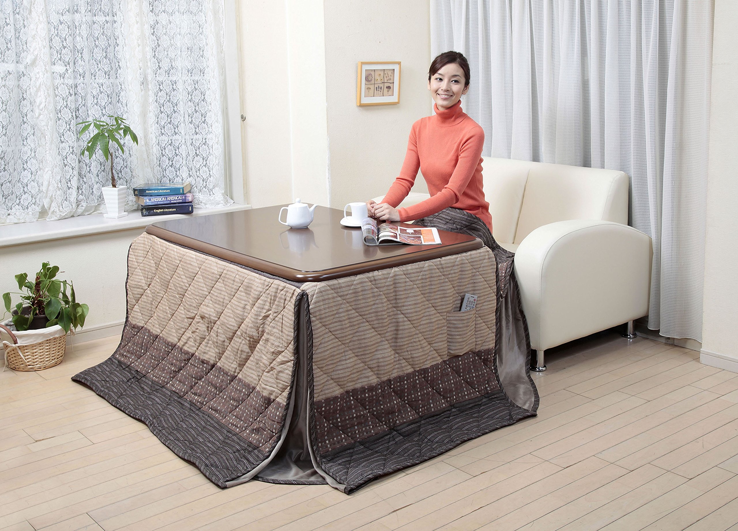 Amazon | リビングこたつ 高さ3段階調整 120×80cm | 滝口木材 | こたつ