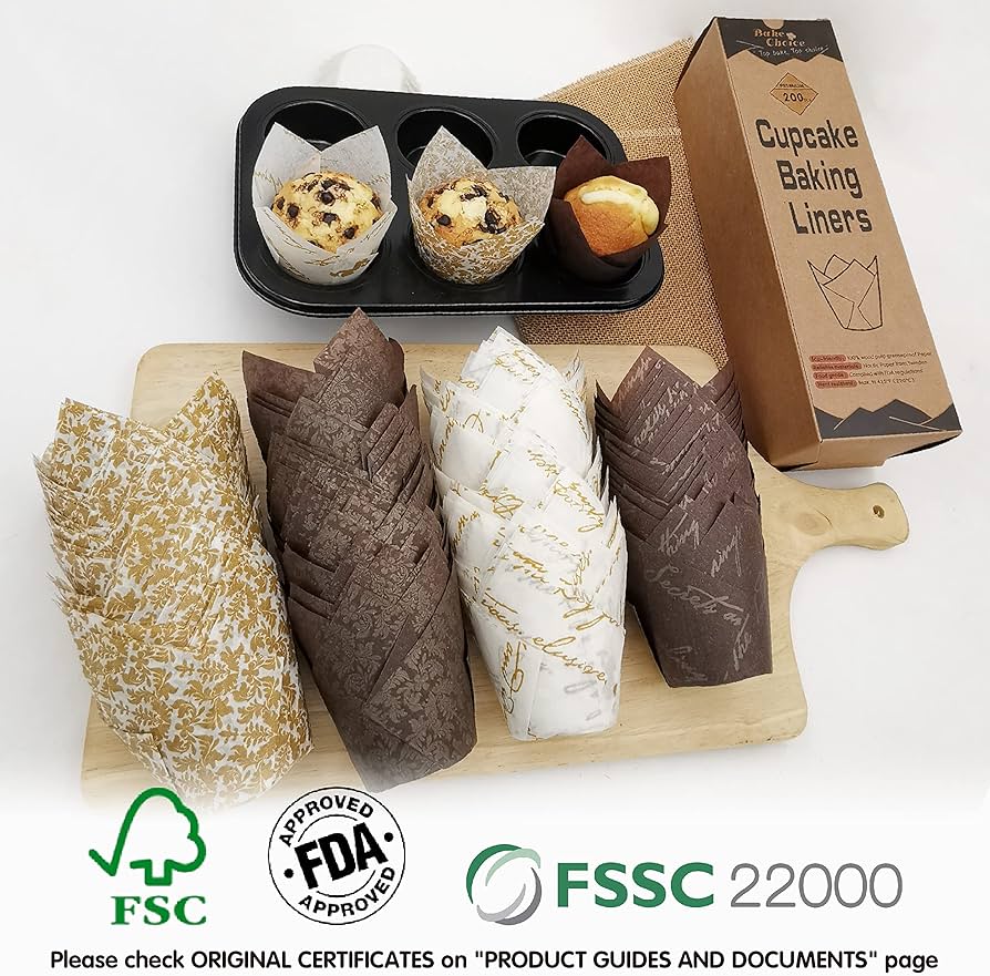 Bake Choice Nordic Paper Tulip Cupcake Liners for Baking - 200pcs