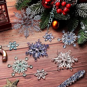 Amazon.co.jp: 36個 クリスマス アクリル 雪の結晶 オーナメント 冬の
