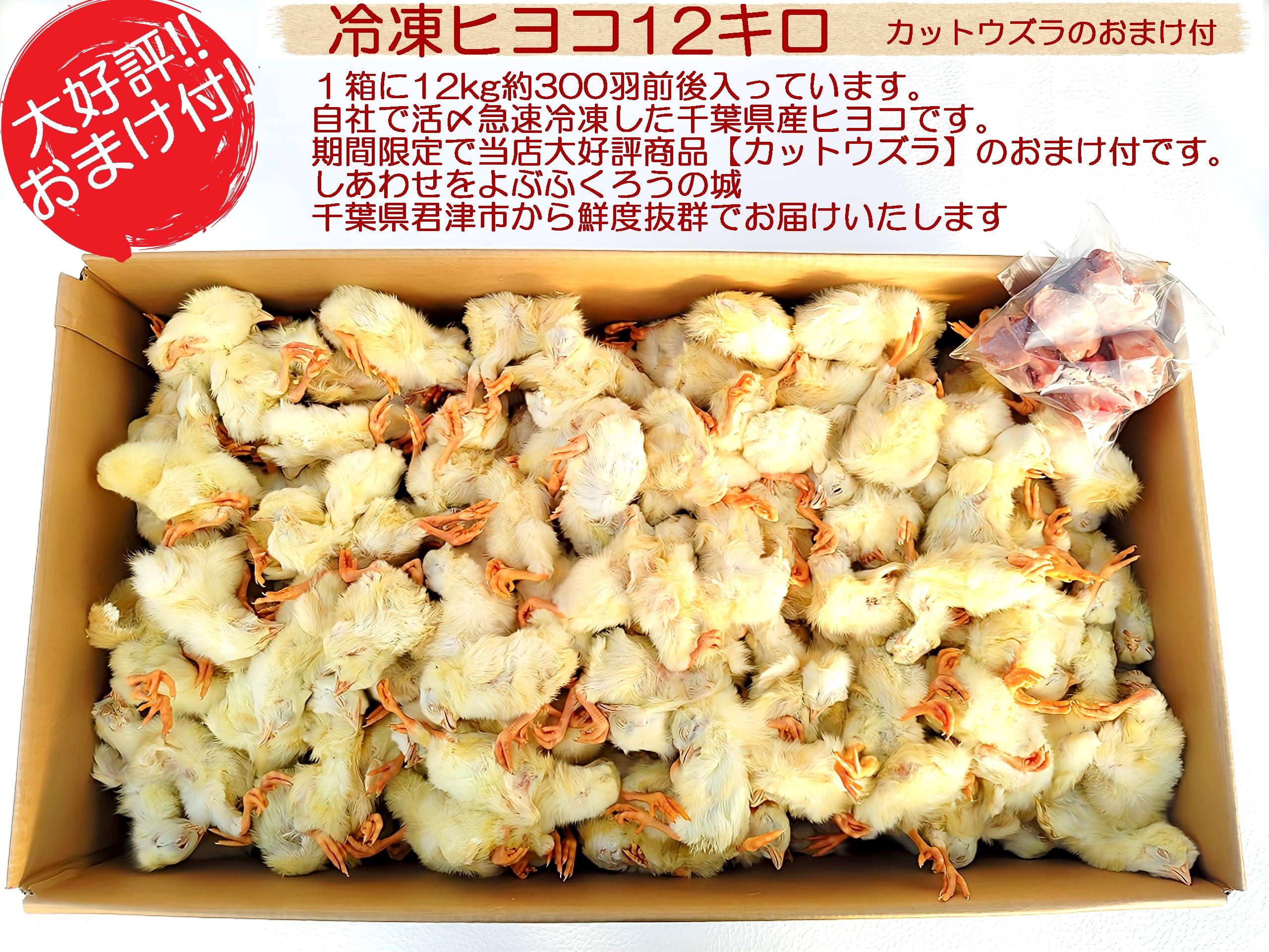 国産】冷凍ひよこ 200羽 猛禽類・大型爬虫類のエサ用 クール便発送