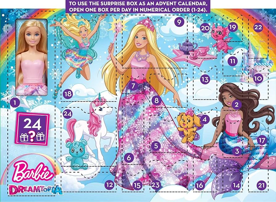 Amazon.com: Barbie Dreamtopia Advent Calendar, Fantasy-Themed with