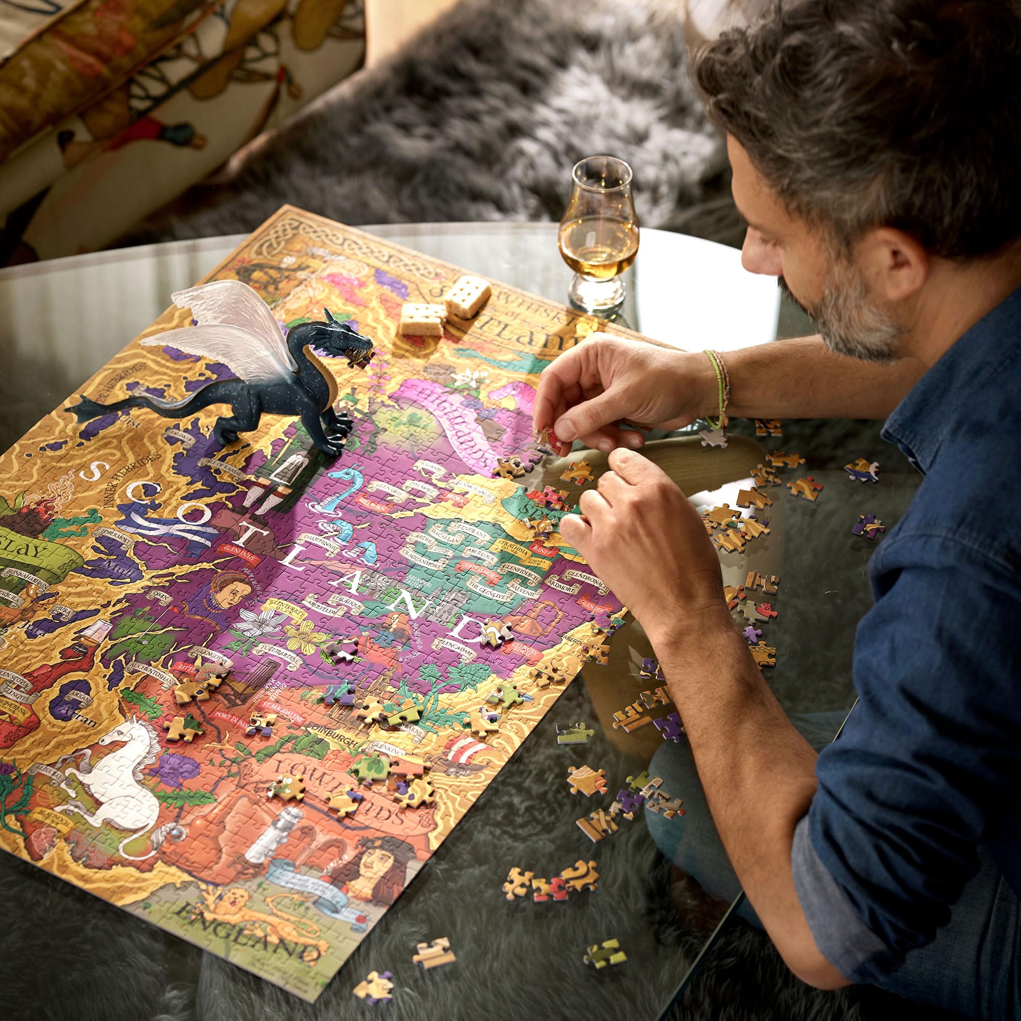 Scotland Whisky Puzzle - Hand-Drawn Jigsaw 1000 Piece Puzzle for