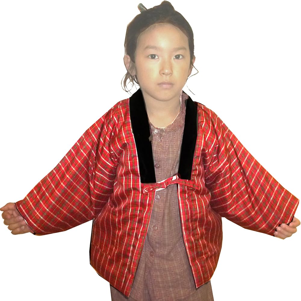 Amazon | [SURUGAJINOSAMUEYA] 格子柄 昭和レトロ 半纏 キッズ 女の子