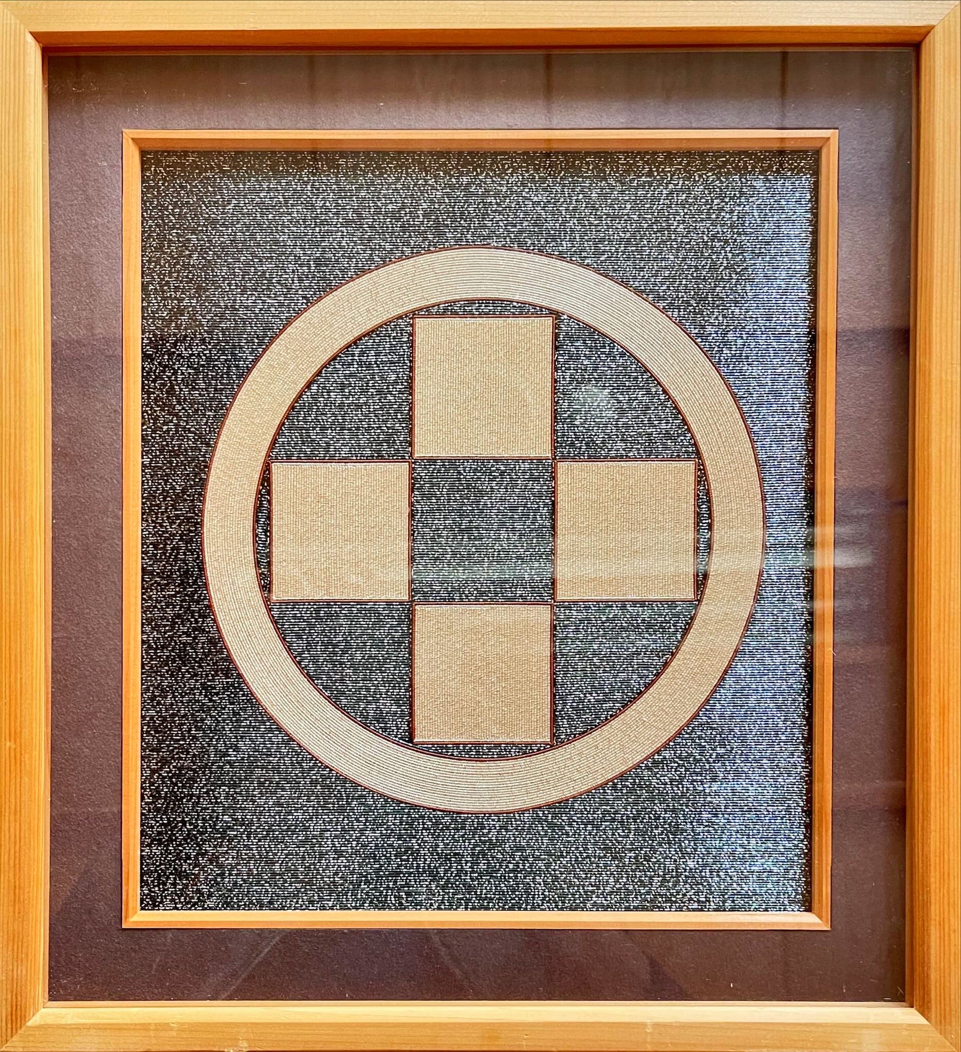 Js43 丸に松皮菱 額 お祝い 記念品 水引き家紋 昭和レトロ