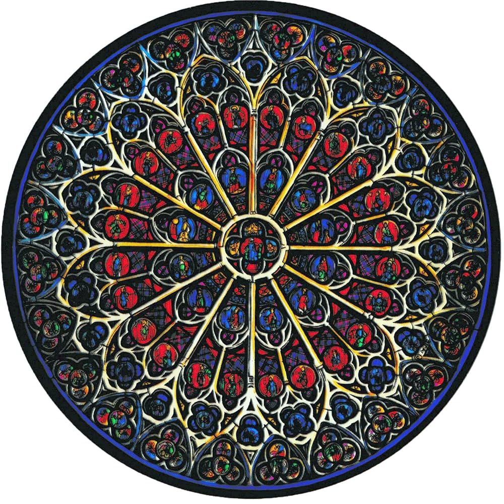 大判ノートルダム大聖堂(パリ)ステンドグラス 北のバラ窓 グラス