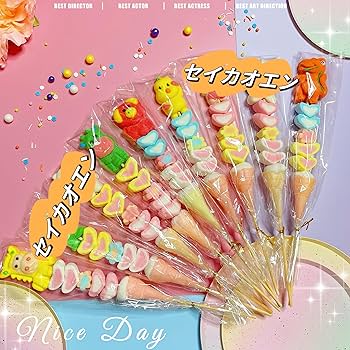 Amazon.co.jp: セイカオエン 可愛い マシュマロ 個包装 串 asmr お菓子