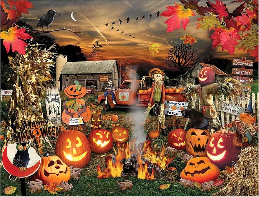 Amazon.com: White Mountain Jack O Lanterns Halloween Puzzles 1000