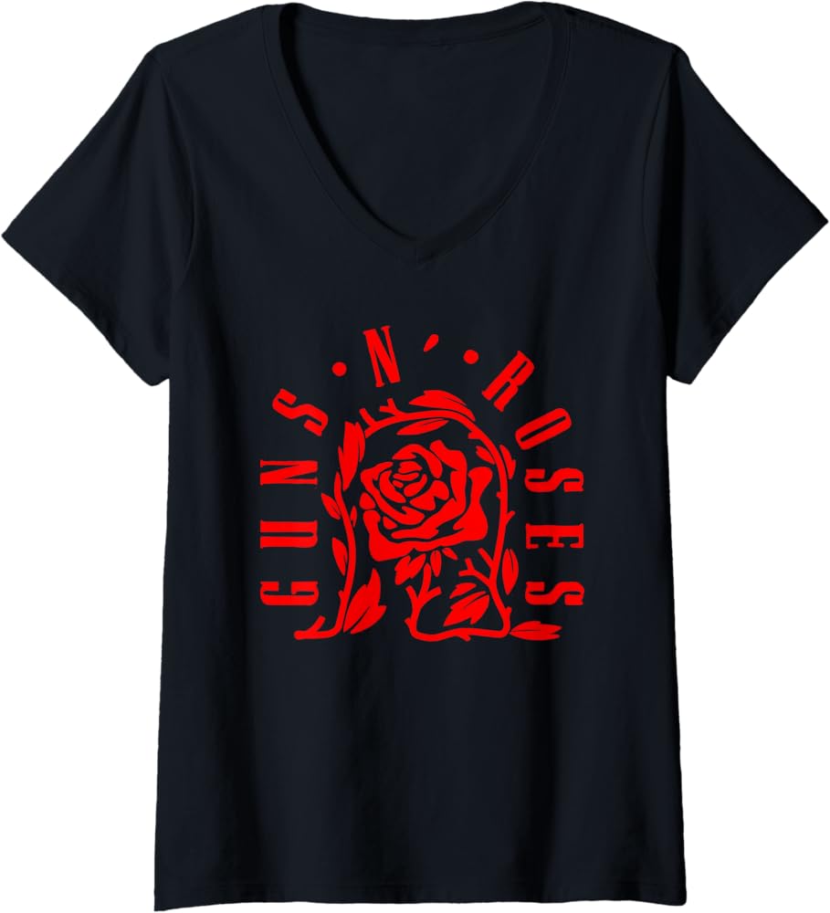 Amazon.com: Womens Official Guns N' Roses Rose Graphic V-Neck T