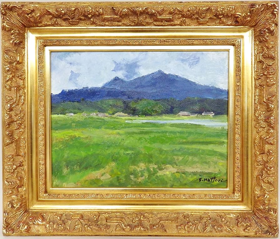 中古】M▽服部正一郎 油絵 油彩 風景画 鳴門 F3 (37733) 中古】M▽服部
