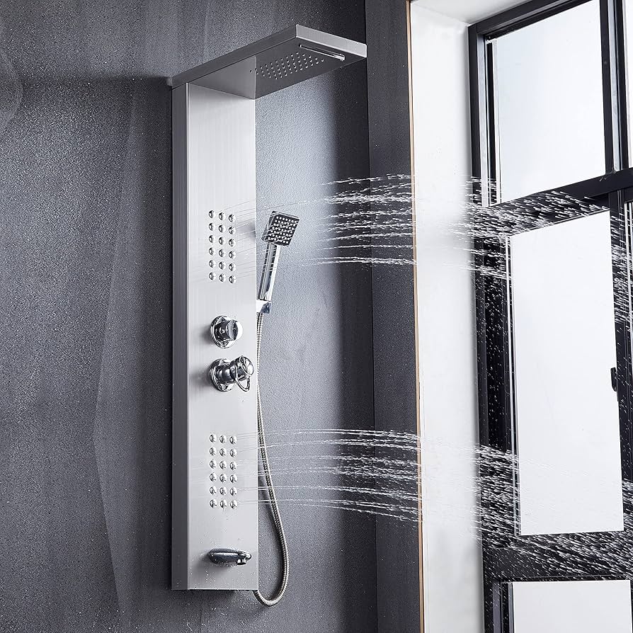 Delavin Stainless Steel Shower Panel Tower System, Wall-Mount