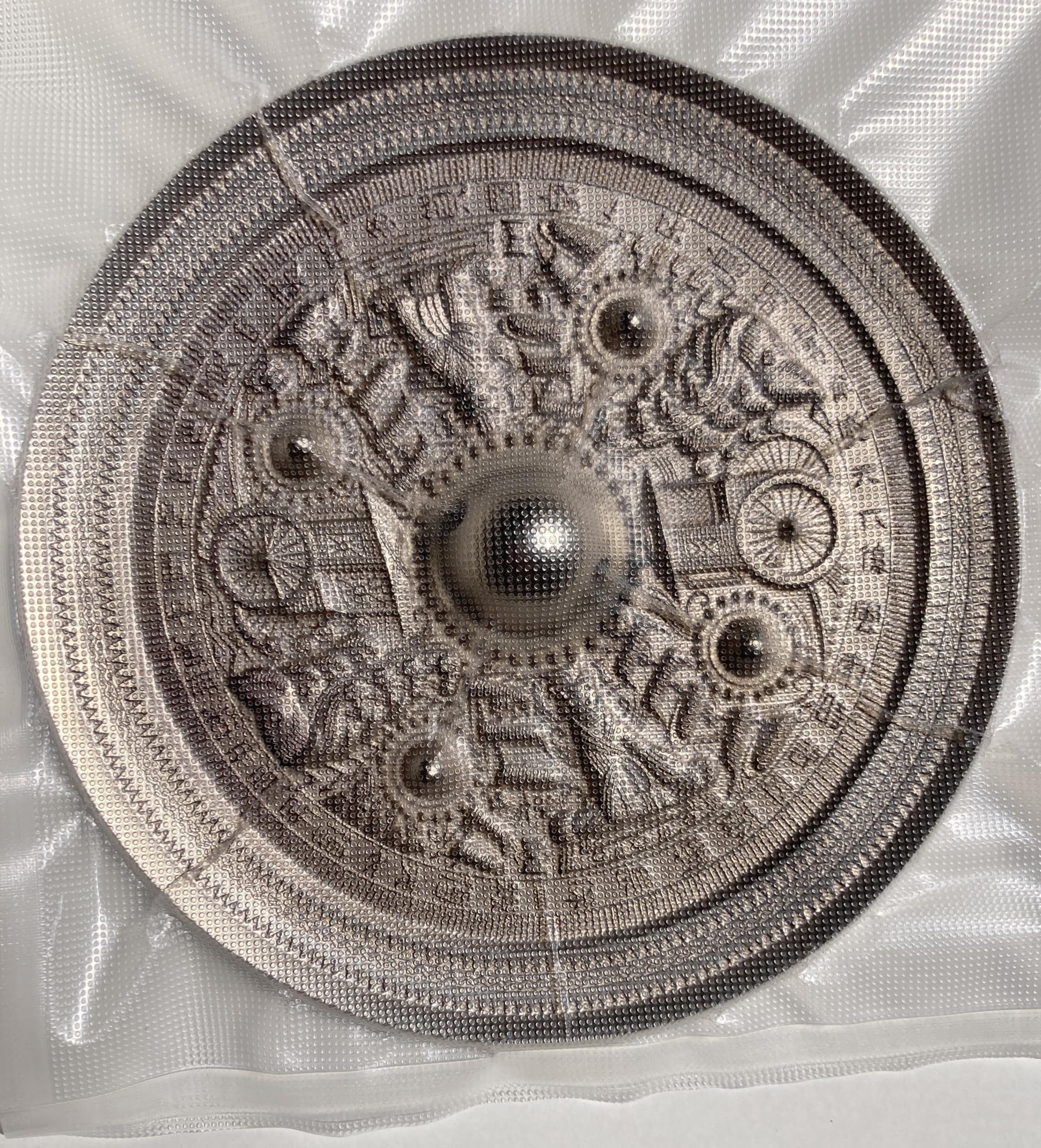 V364 中国 白銅 花弦文鏡 古鏡 白銅鏡 直径9㎝ J