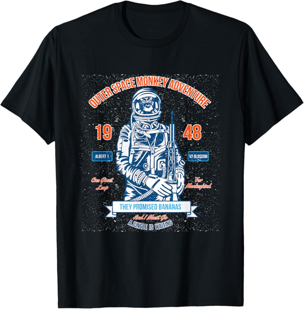 Amazon.com: The Space Monkey Astronaut T-shirt : Clothing, Shoes