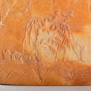 Amazon.co.jp: 中国 玉石彫刻 山水人物刻 置物 時代箱付 M R5736