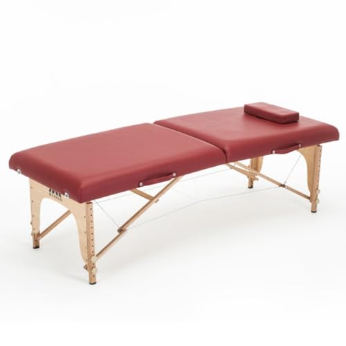 マッサージベッド 折り畳み式 木製赤 施術用 マッサージベッド